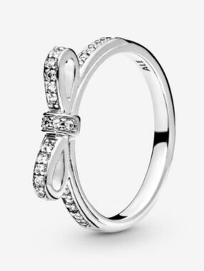 Pandora Sterling Silver Bow Ring with zirconia stones